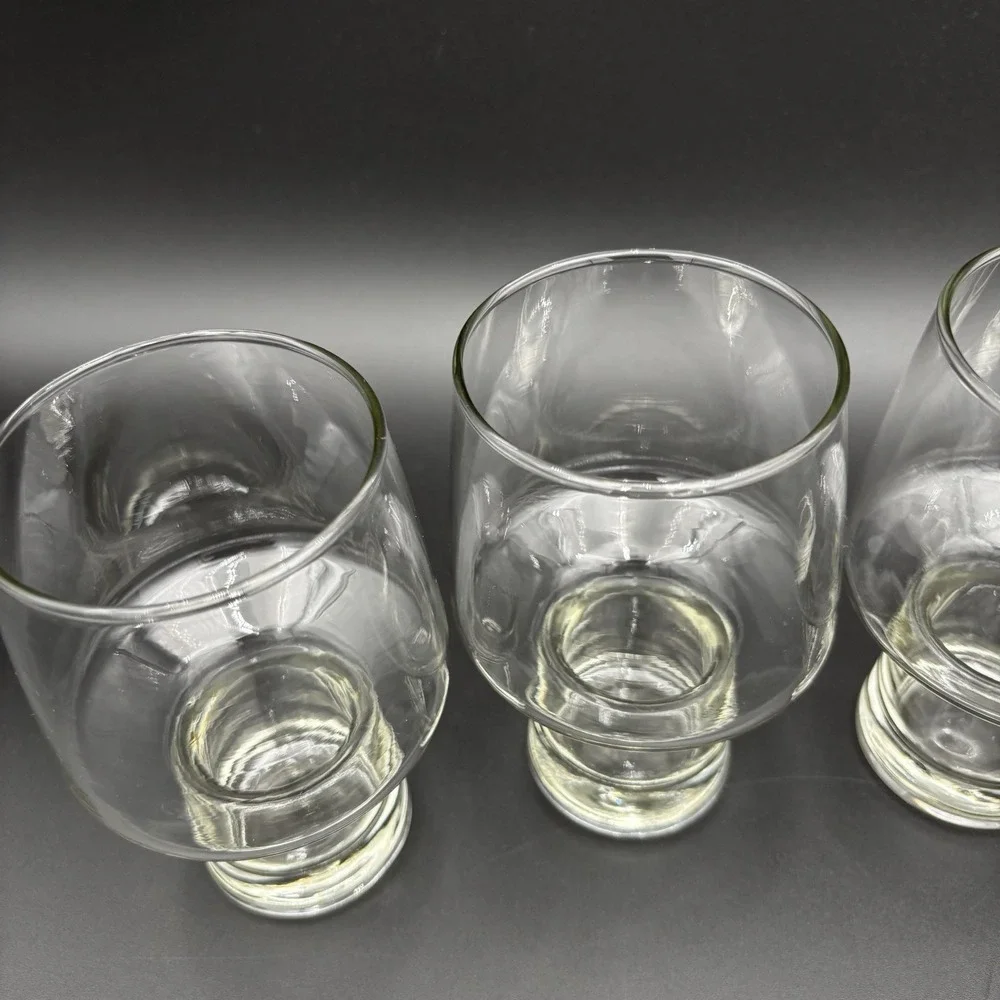Set Of 4 Libbey Clear Accent Steiner Beer Stout Glasses Hollow Stem 16oz Vintage